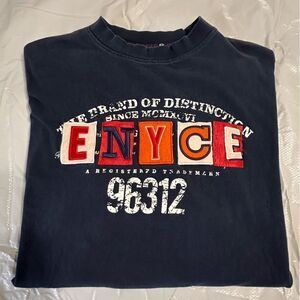 Vintage Enyce Clothing Co. Navy Blue Graphic Short Sleeved T-shirt Size 6XL